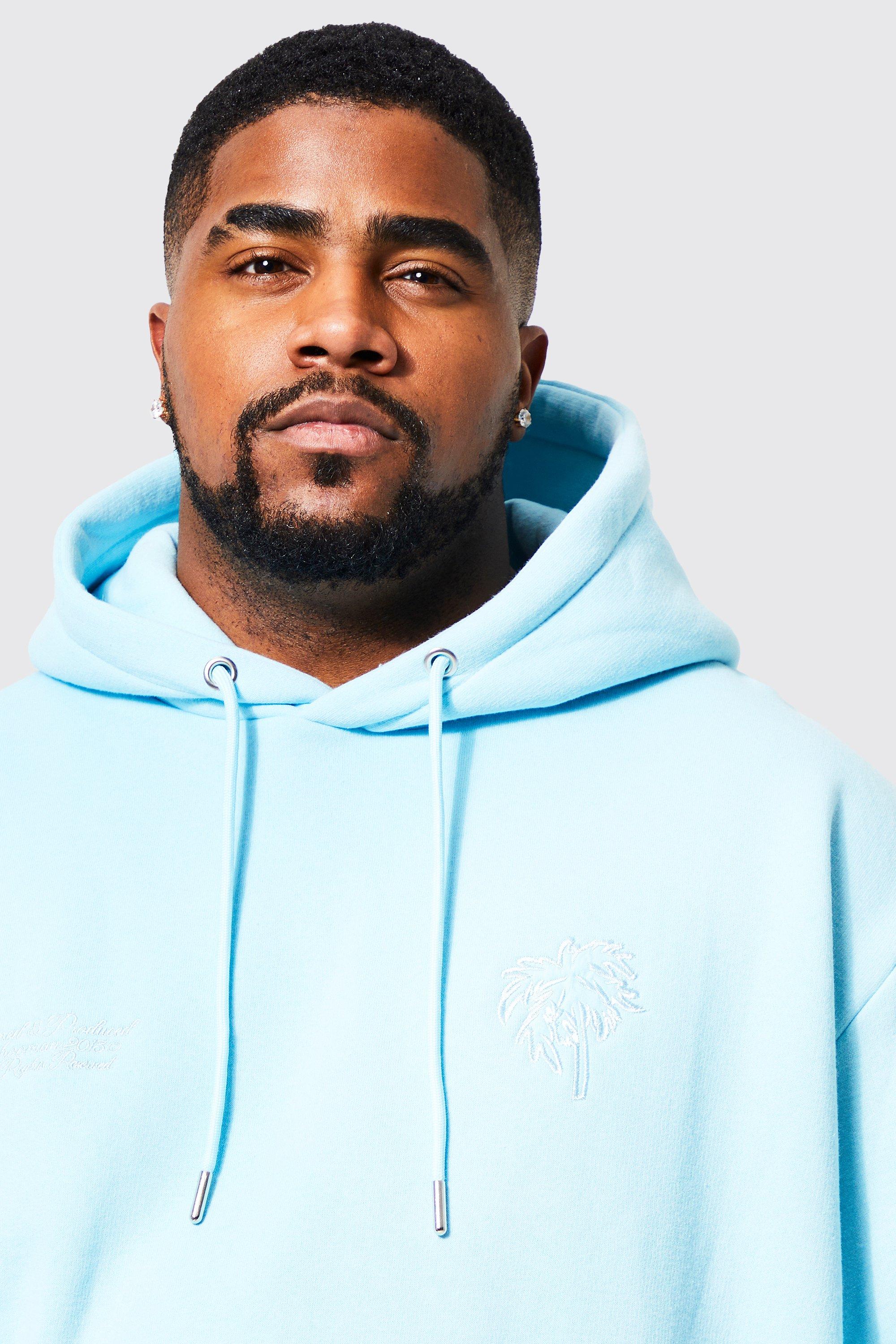 Light blue embroidered hoodie hotsell